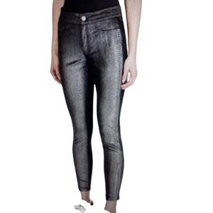 NWT MICHAEL KORS WOMENS STUDDED VELVET LEGGING BLACKSILVER L